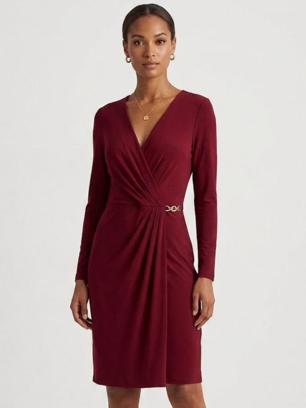𝅺Lauren Ralph Lauren black label burgundy dress
